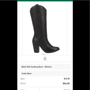 Black KiKi cowgirl boots! Code west!